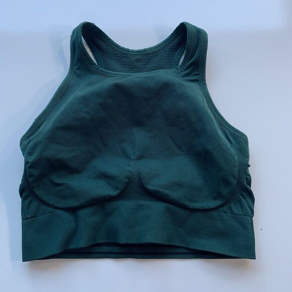 Zella Sports Bra Mesh High Neck Keyhole Back Green Size L - Picture 1 of 11